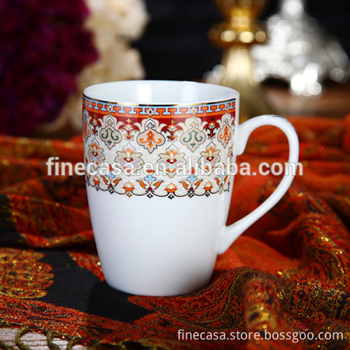 14OZ Luxury Fine White Porcelain Coffee Mug of Persian Market